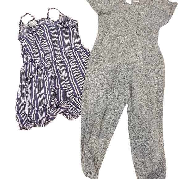 Girls Stylish Gray Jumpsuit And Striped Romper Set Size 4/5 - Picture 1 of 8